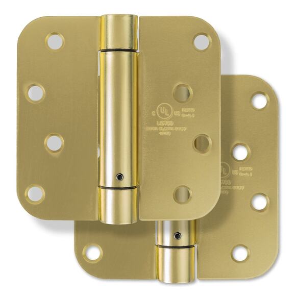 Miseno Other - Miseno 4"x4" Spring Door Hinge – Brass – 5/8" Radius Corner
